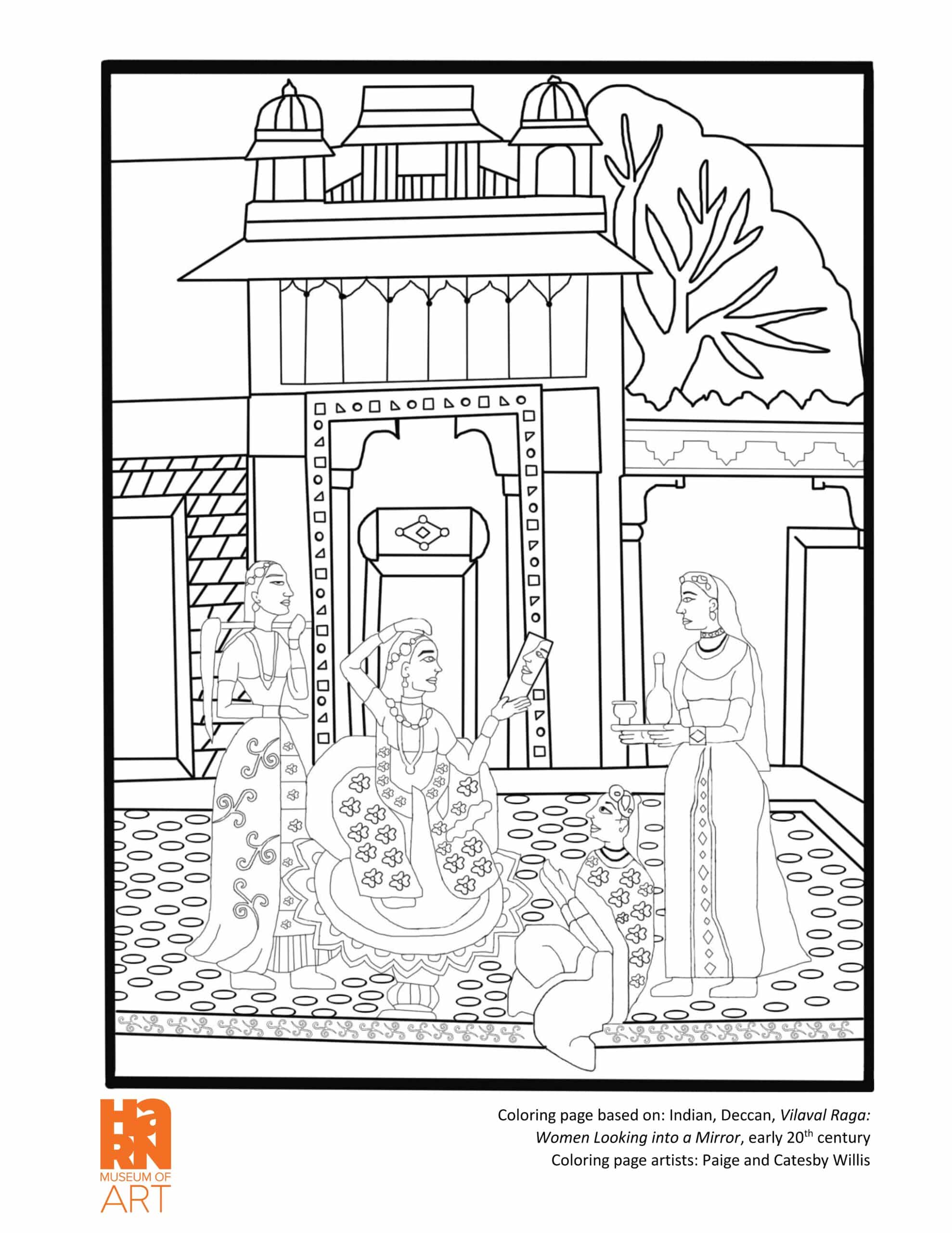 Rajasthani Painting Coloring Page Inspired by Indian Artists - Harn ...