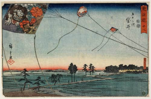 Fukuroi: Flying Kites by Utagawa Hiroshige