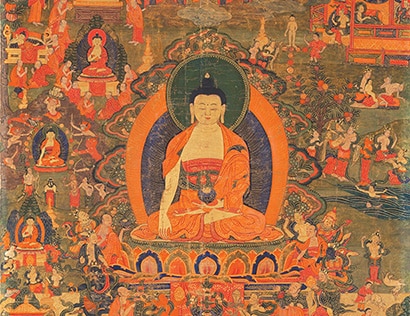 Life Story of Buddha, Shakyamuni, Tibet; 19th century, pigments on cloth work of art