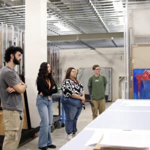 Harn interns touring the museum's art storage
