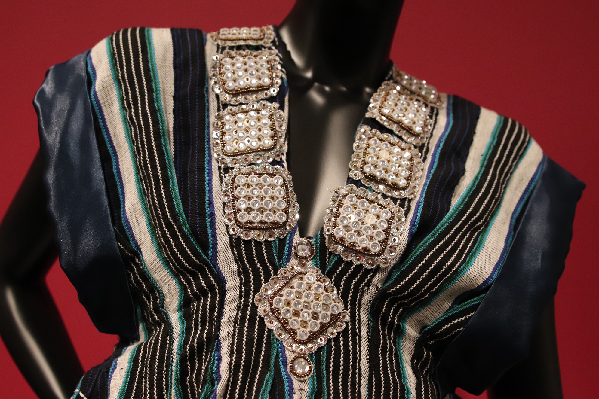 detail of Aisha Ayensu, "Christie Brown Batakari Minidress," 2009, Gift of Dr. Christopher Richards, 2022.29.13