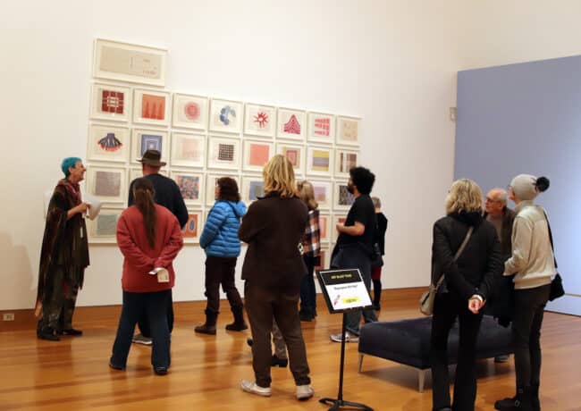 Harn docent giving a tour in the contemporary gallery