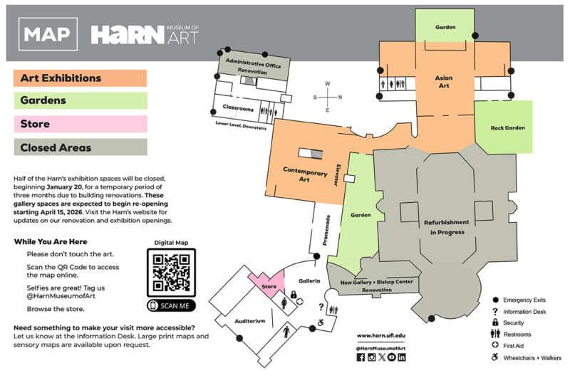 Diagram of Harn gallery layout.