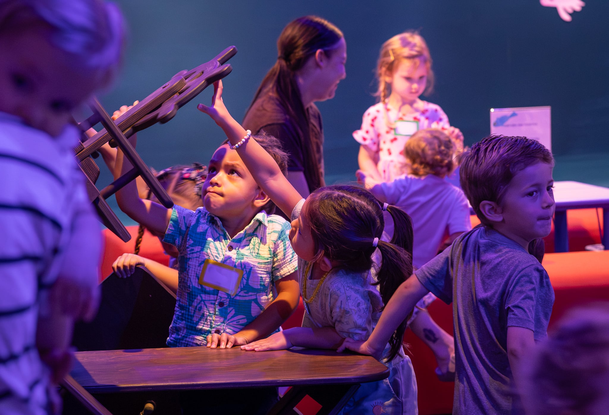 Children in "Life at Sea" exhibition.